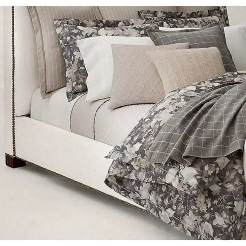 Ralph Lauren Avery Duvet Cover Full /Queen Gray Chrysanthemum Floral NEW
